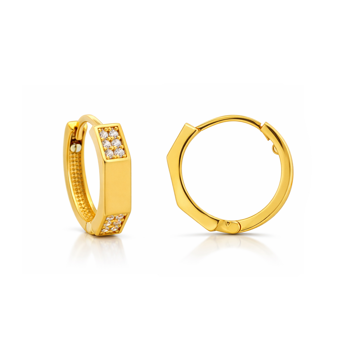 22K Gold CZ Square Hoop Earrings