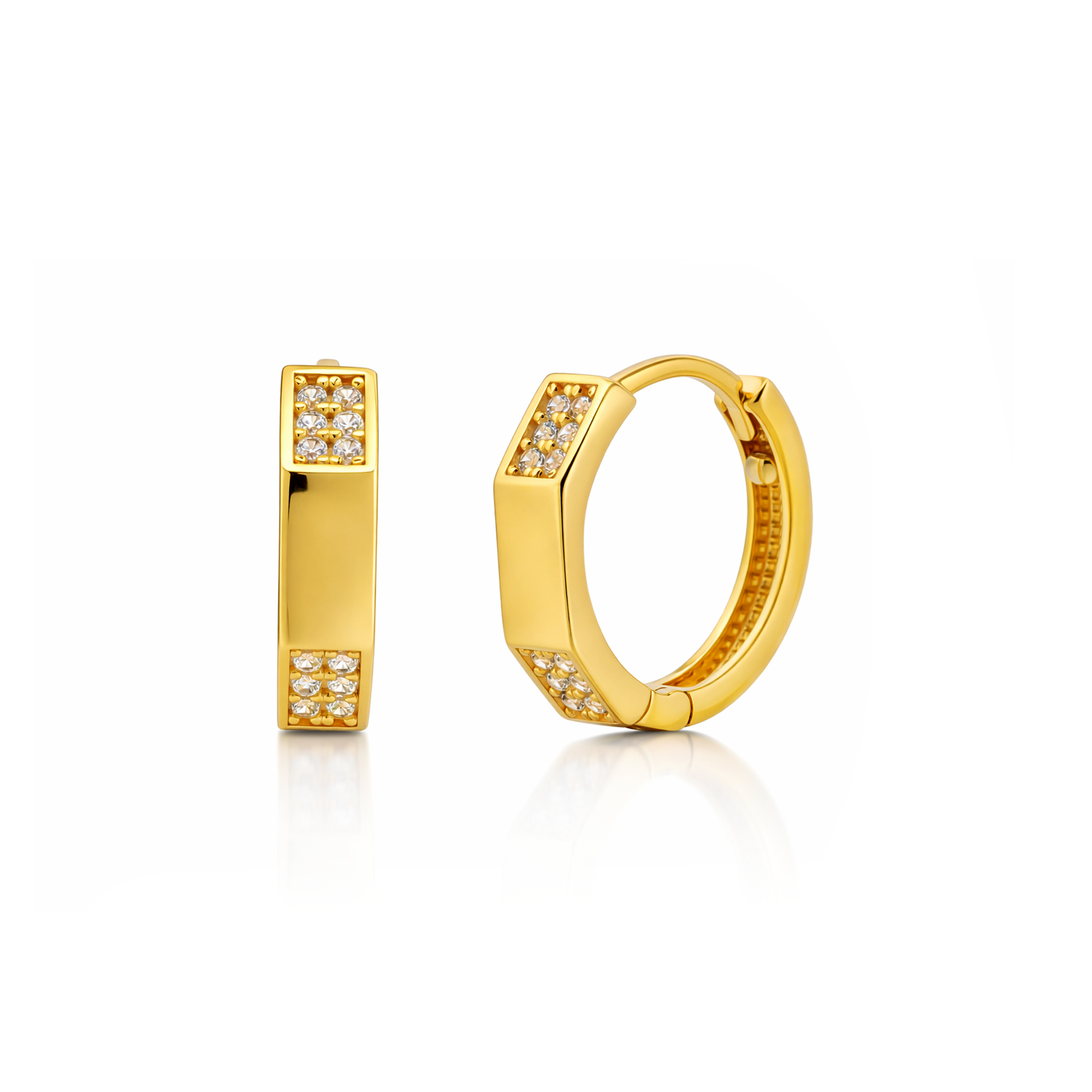 22K Gold CZ Square Hoop Earrings