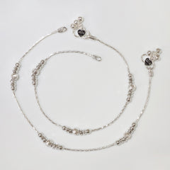 Silver Charm Bead Anklet
