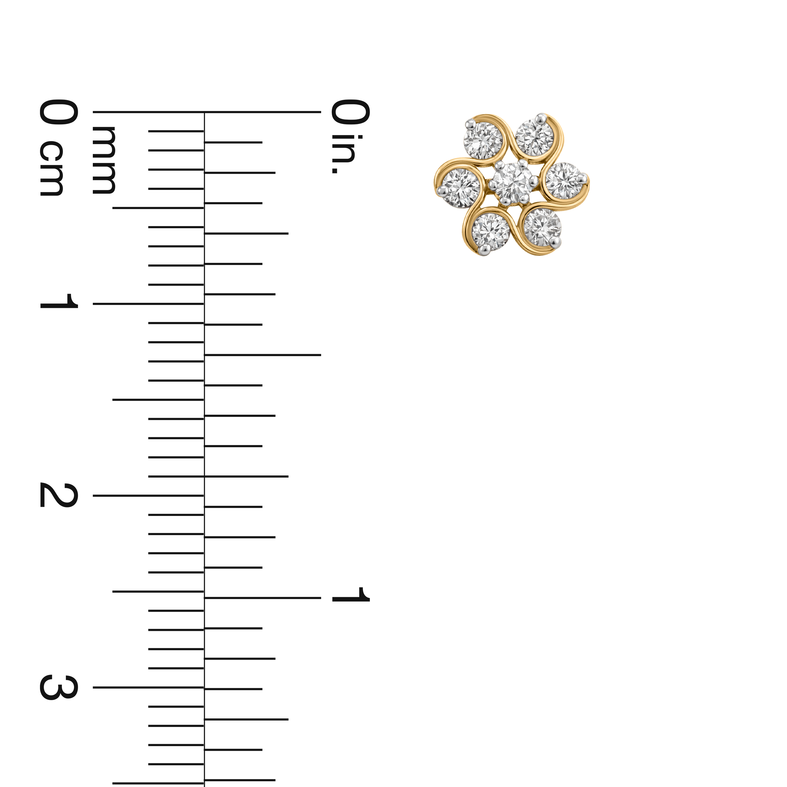 18K Gold Diamond Swirl Flower Nose Pin