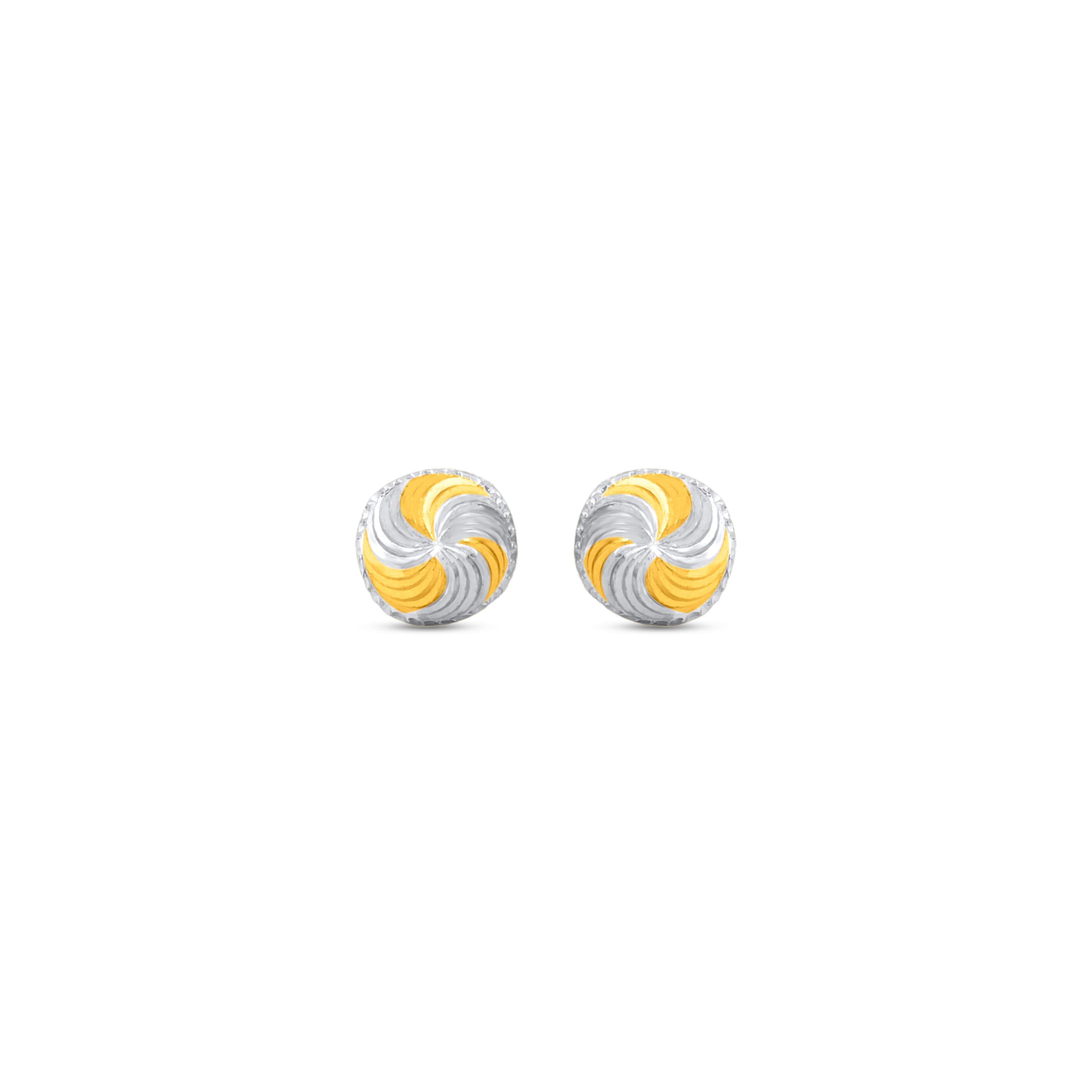 22K Gold Radiance Swirl Dual-Tone Stud Earrings