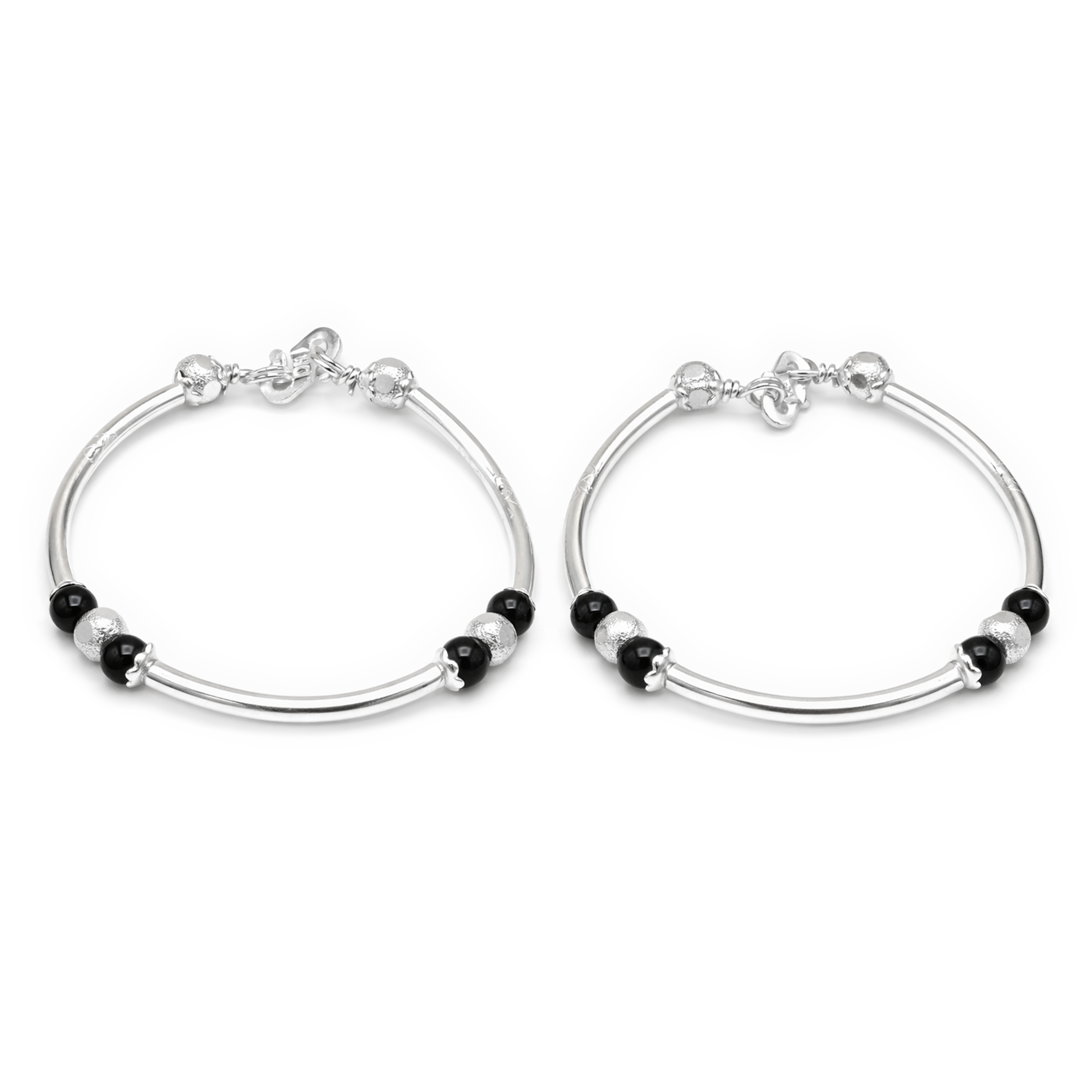 Silver Black Nazariya Baby Bracelets - Set of 2