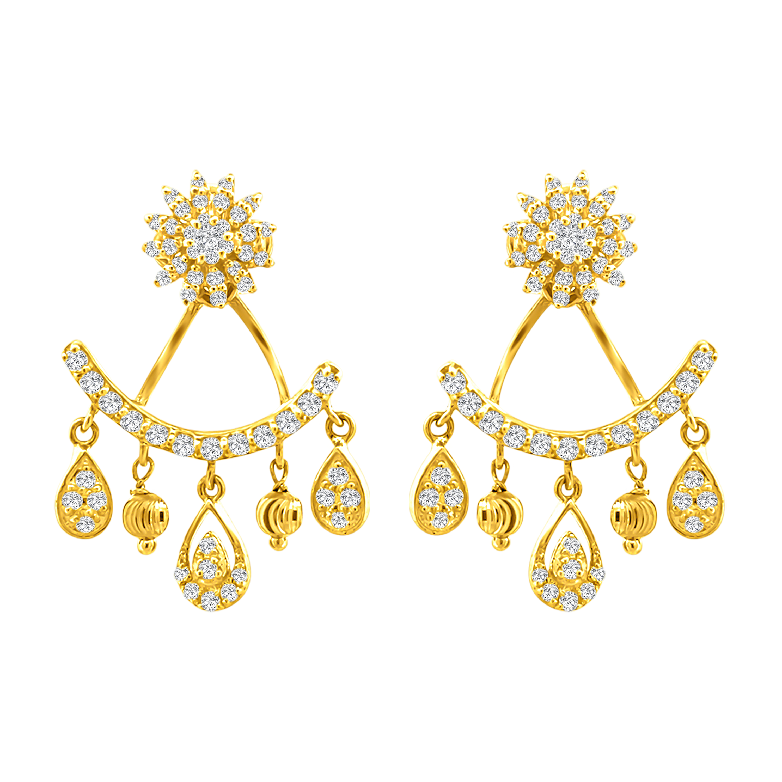 22K Gold Modern Double Earrings