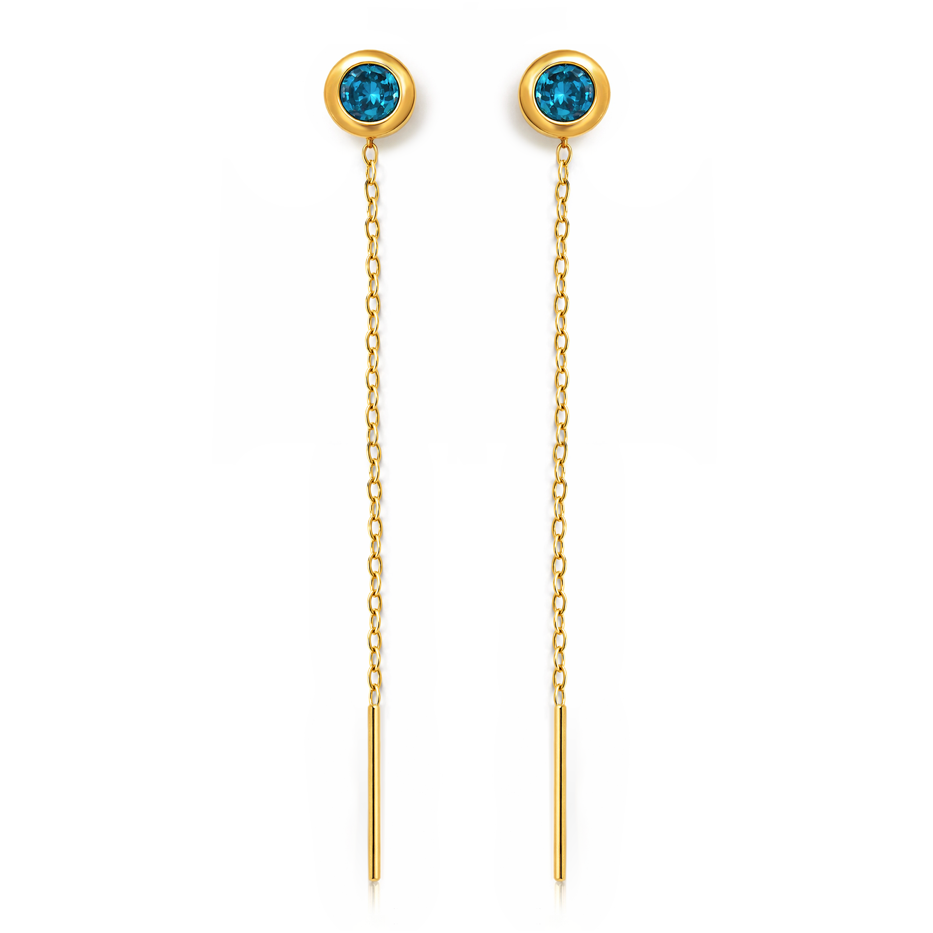 22K Gold Blue Stone Sui Dhaga Earrings