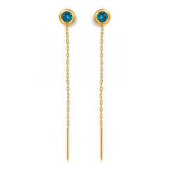 22K Gold Blue Stone Sui Dhaga Earrings