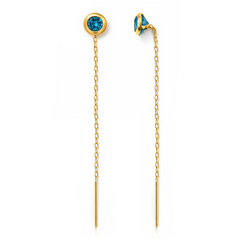 22K Gold Blue Stone Sui Dhaga Earrings