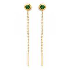 22K Gold Green Stone Sui Dhaga Earrings
