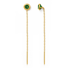 22K Gold Green Stone Sui Dhaga Earrings