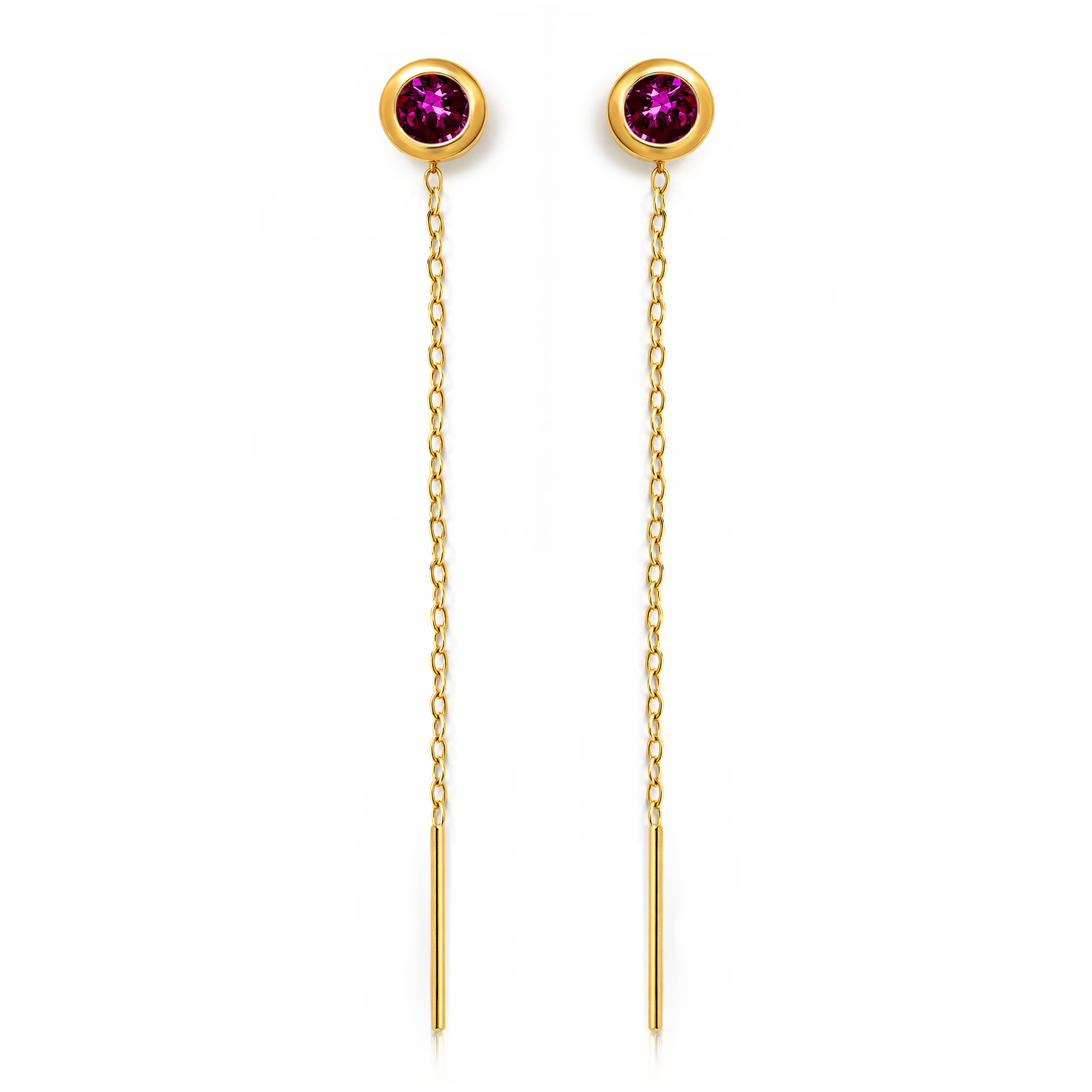 22K Gold Faushia Pink Stone Sui Dhaga Earrings