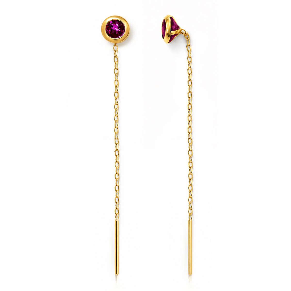 22K Gold Faushia Pink Stone Sui Dhaga Earrings