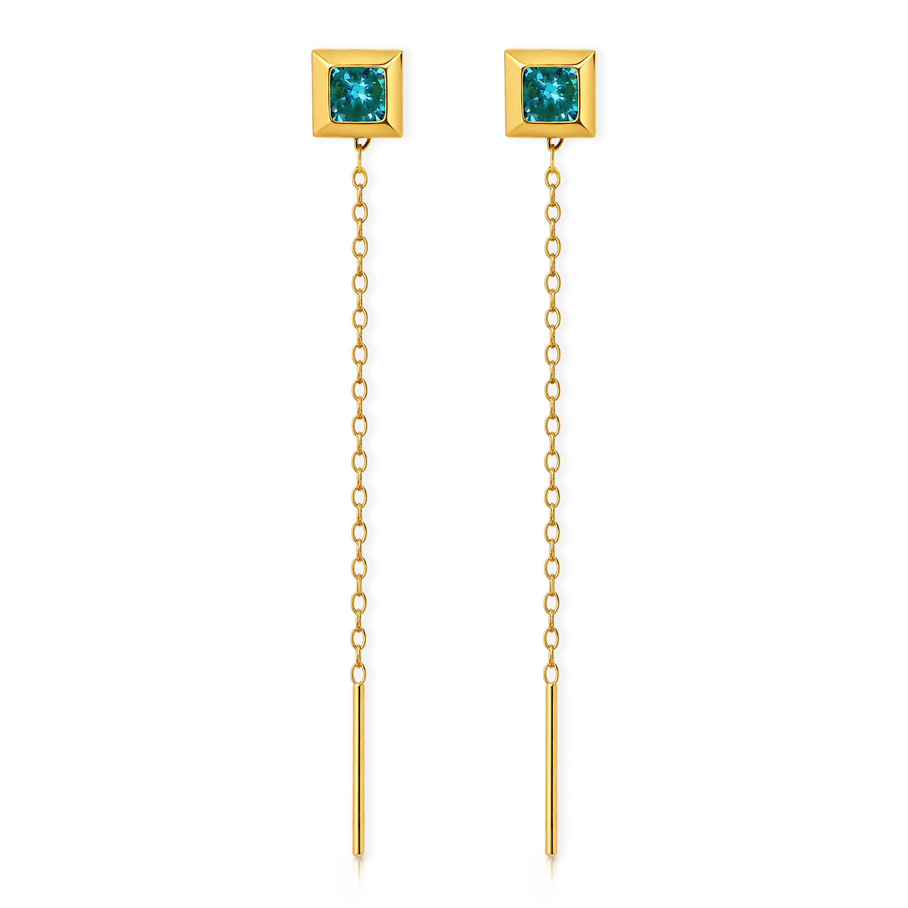 22K Gold Blue Stone Sui Dhaga Earrings