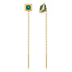 22K Gold Blue Stone Sui Dhaga Earrings