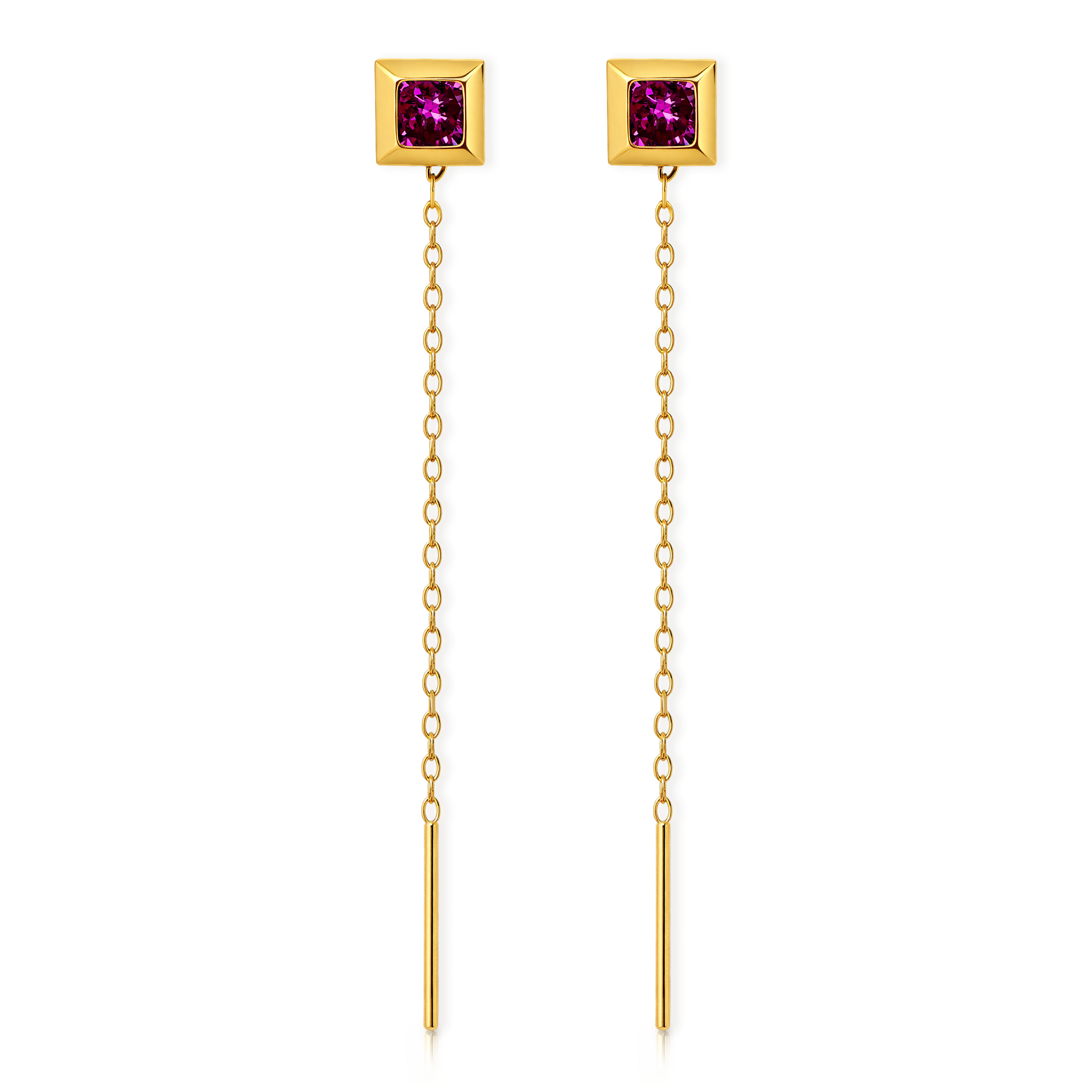 22K Gold Pink Stone Sui Dhaga Earrings