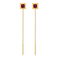 22K Gold Pink Stone Sui Dhaga Earrings