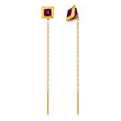 22K Gold Pink Stone Sui Dhaga Earrings