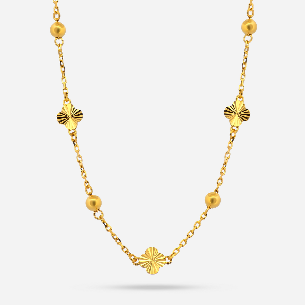 22k Gold Clover Bead Necklace