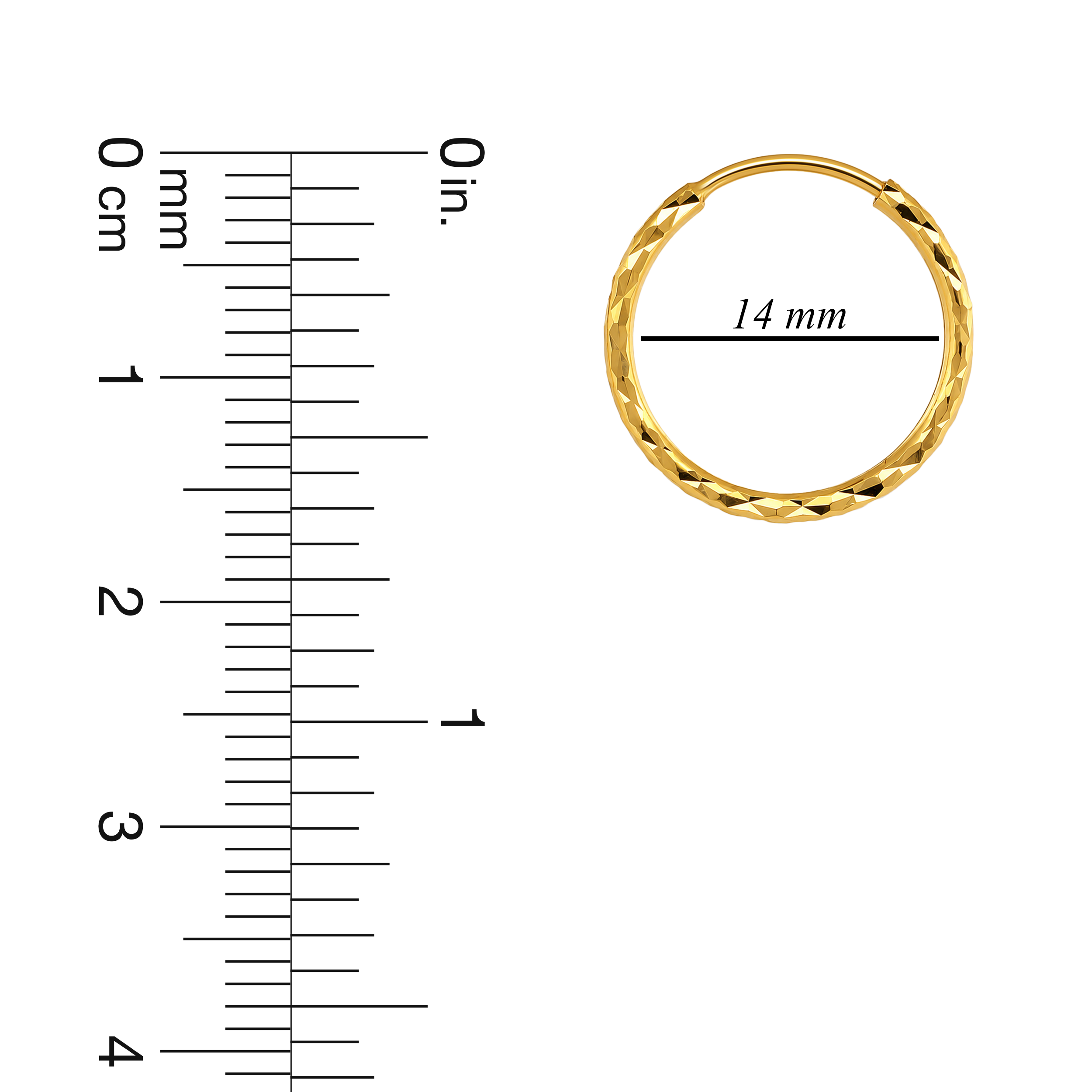 22K Gold Diamond Cut Hoop Earrings