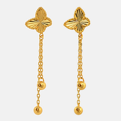 22K Gold Clover Chain Drop Earrings