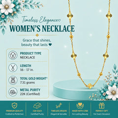 22k Gold Clover Bead Necklace