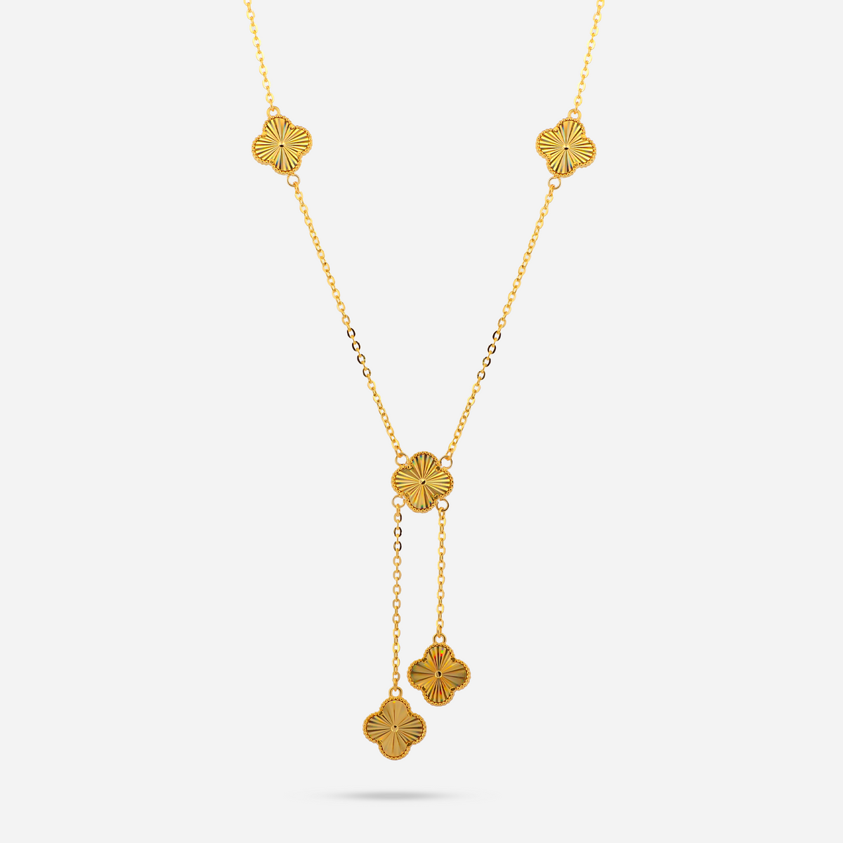 22k Gold Clover Drop Necklace