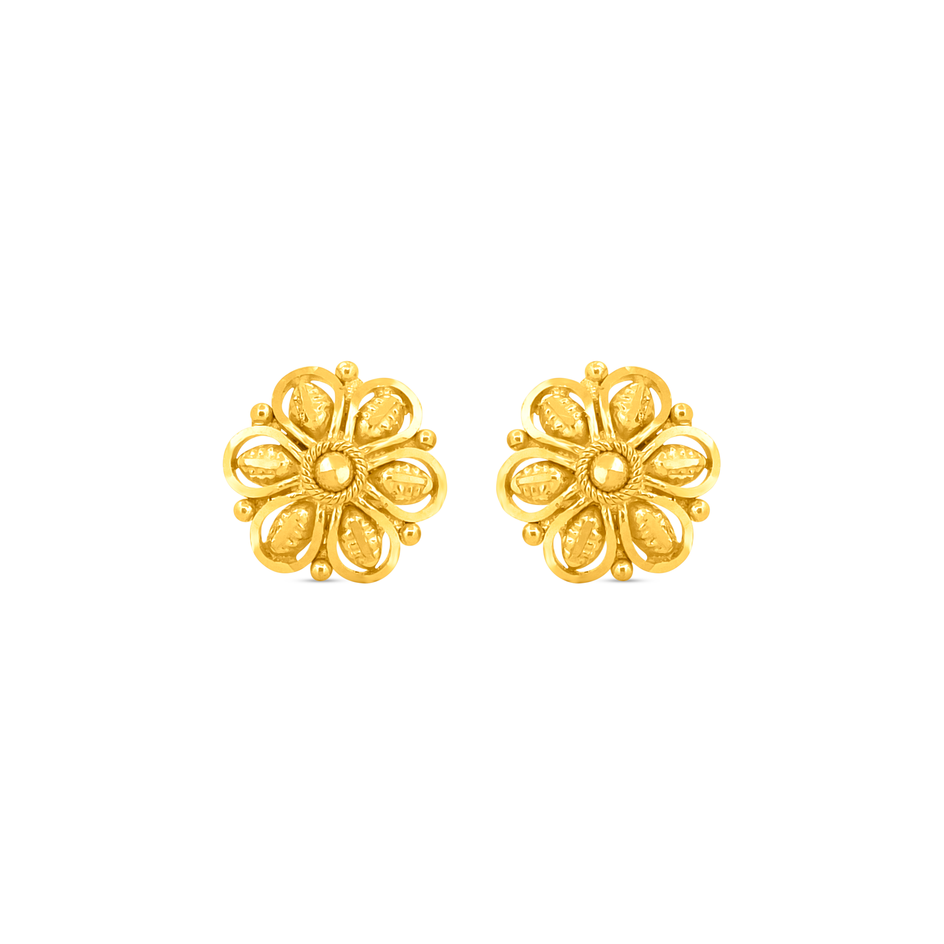 22K Gold Blossom Stud Earrings