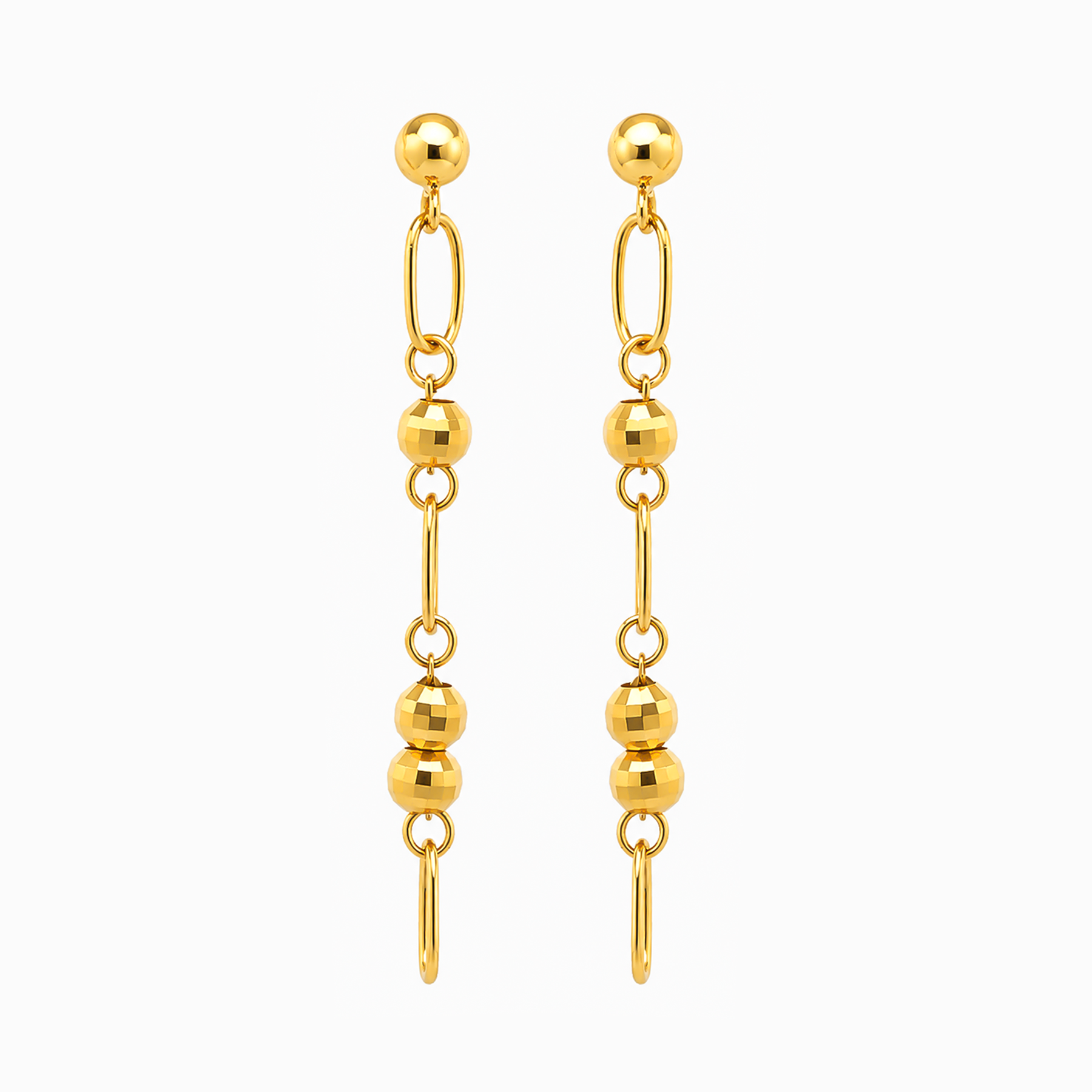 22K Gold Beaded Dangle Earrings