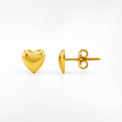 22K Gold Heart Stud Earrings