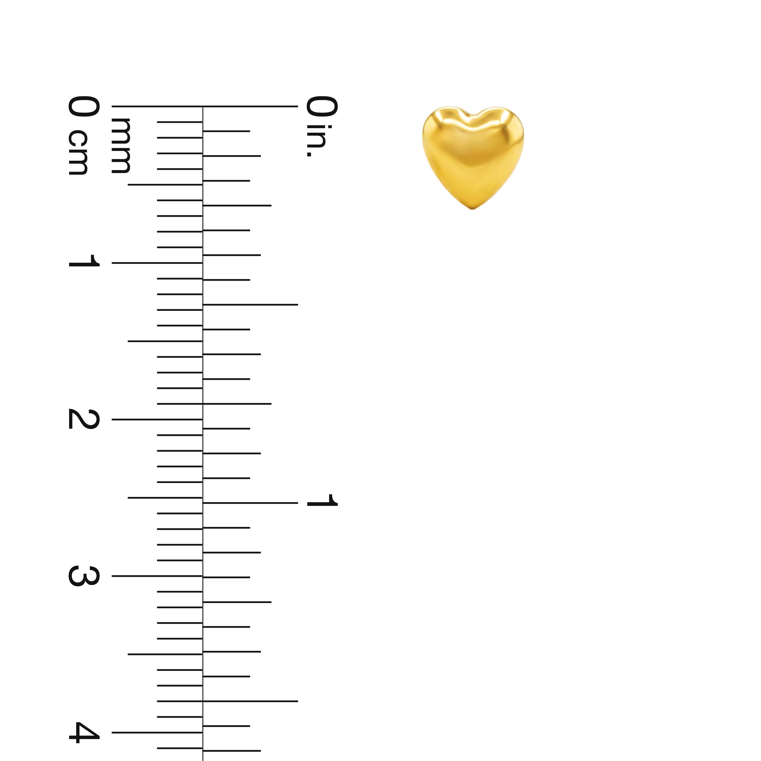 22K Gold Heart Stud Earrings