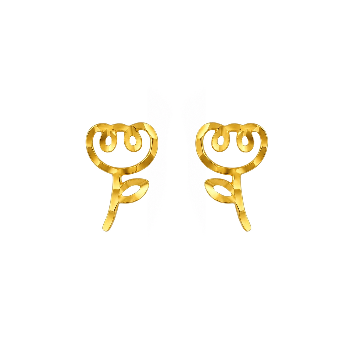 22K Gold Rose Stud Earrings