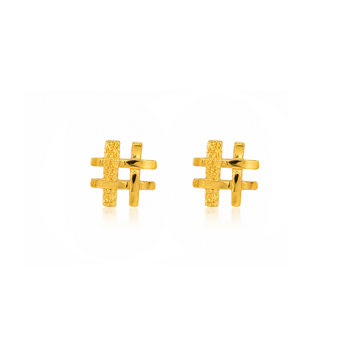 22K Gold Hashtag Stud Earrings
