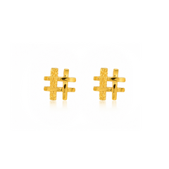 22K Gold Hashtag Stud Earrings