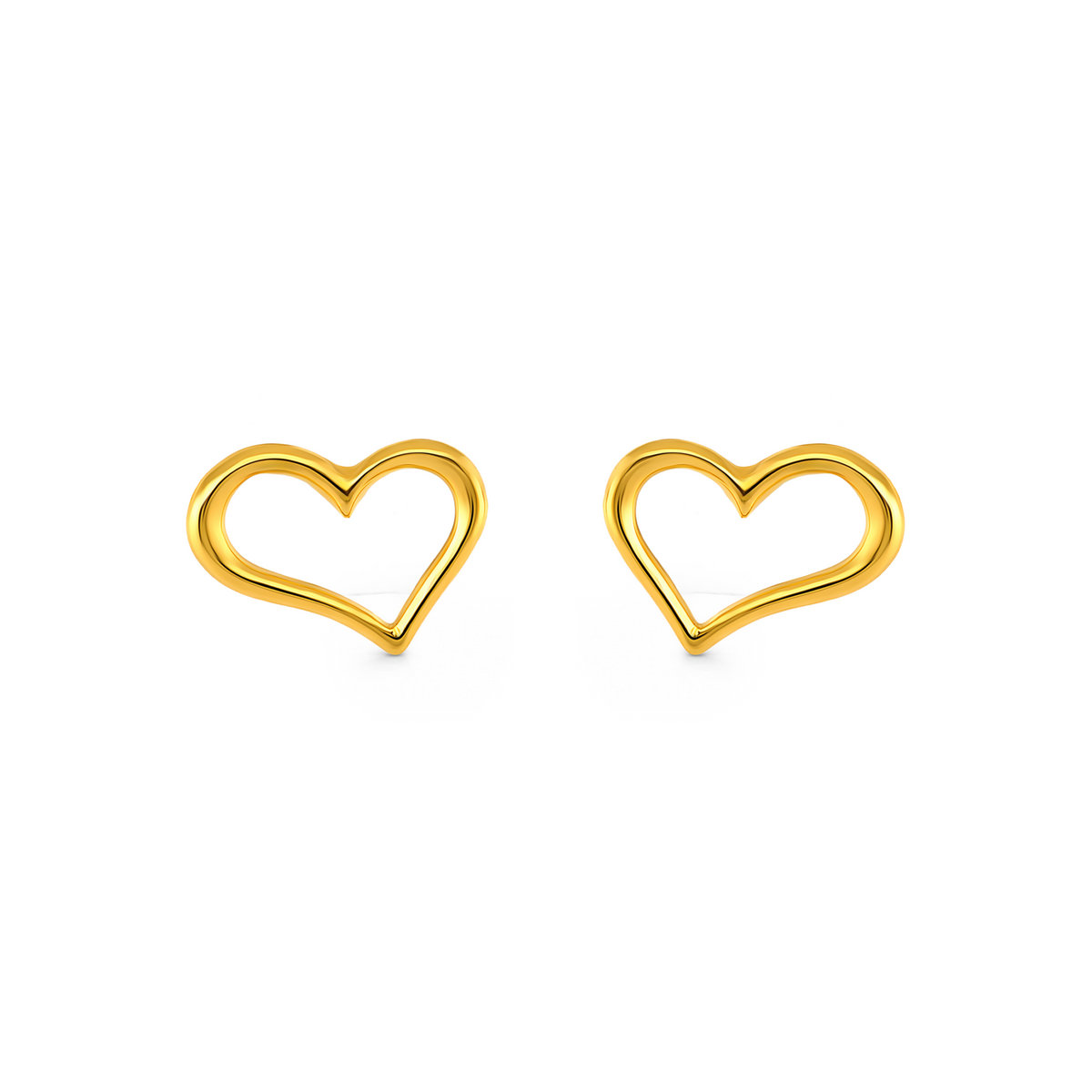 22K Gold Open Heart Stud Earrings