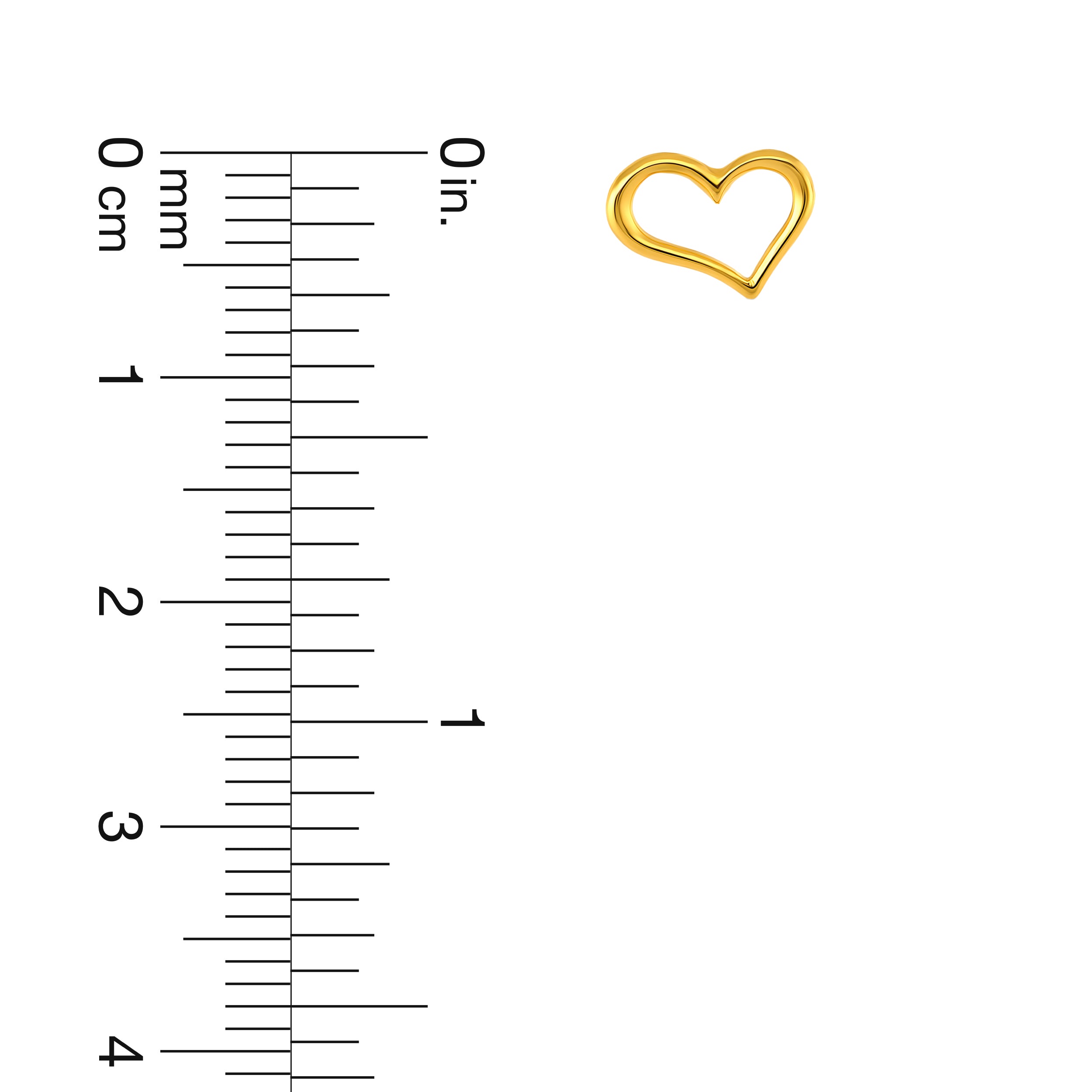 22K Gold Open Heart Stud Earrings