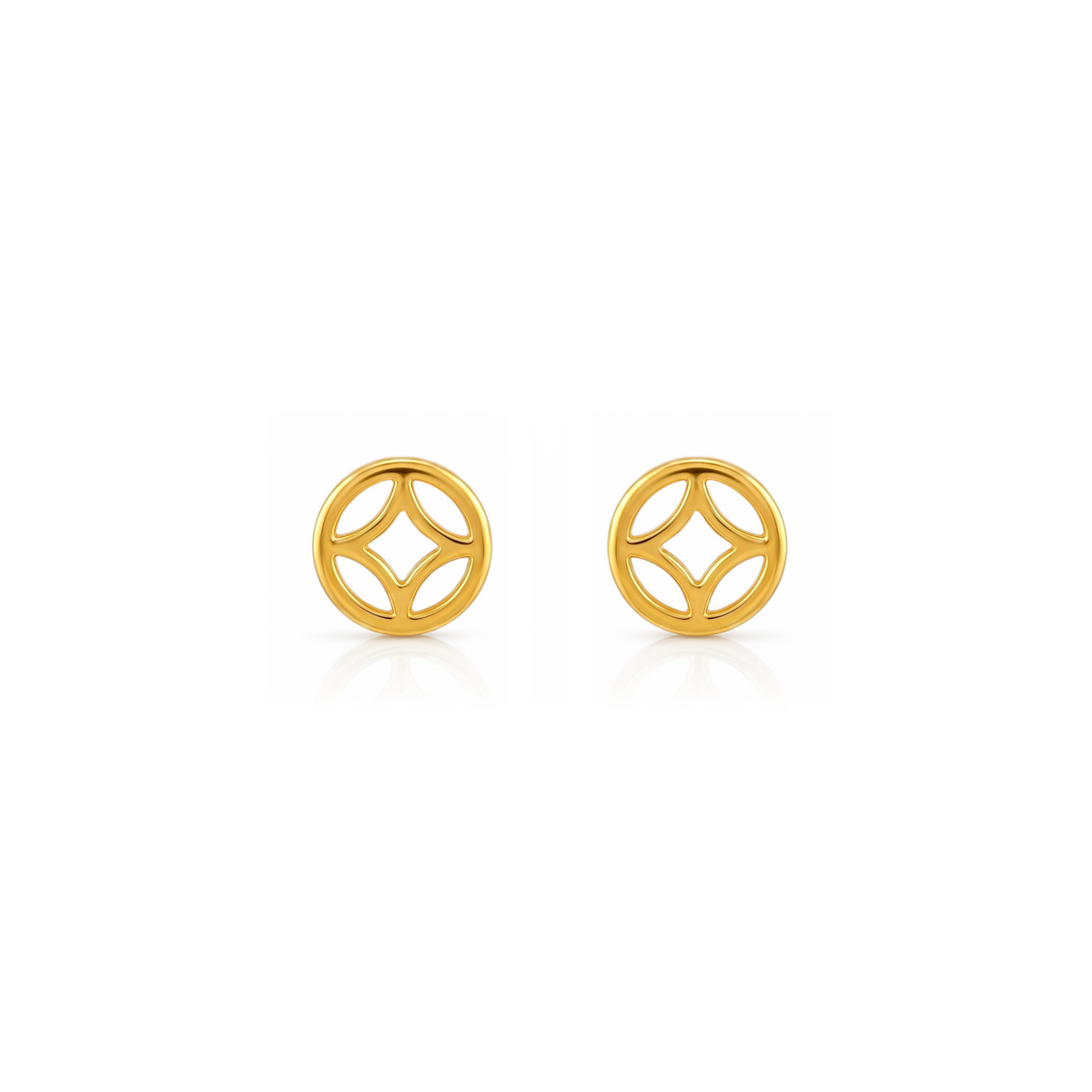 22K Gold Compass Star Stud Earrings
