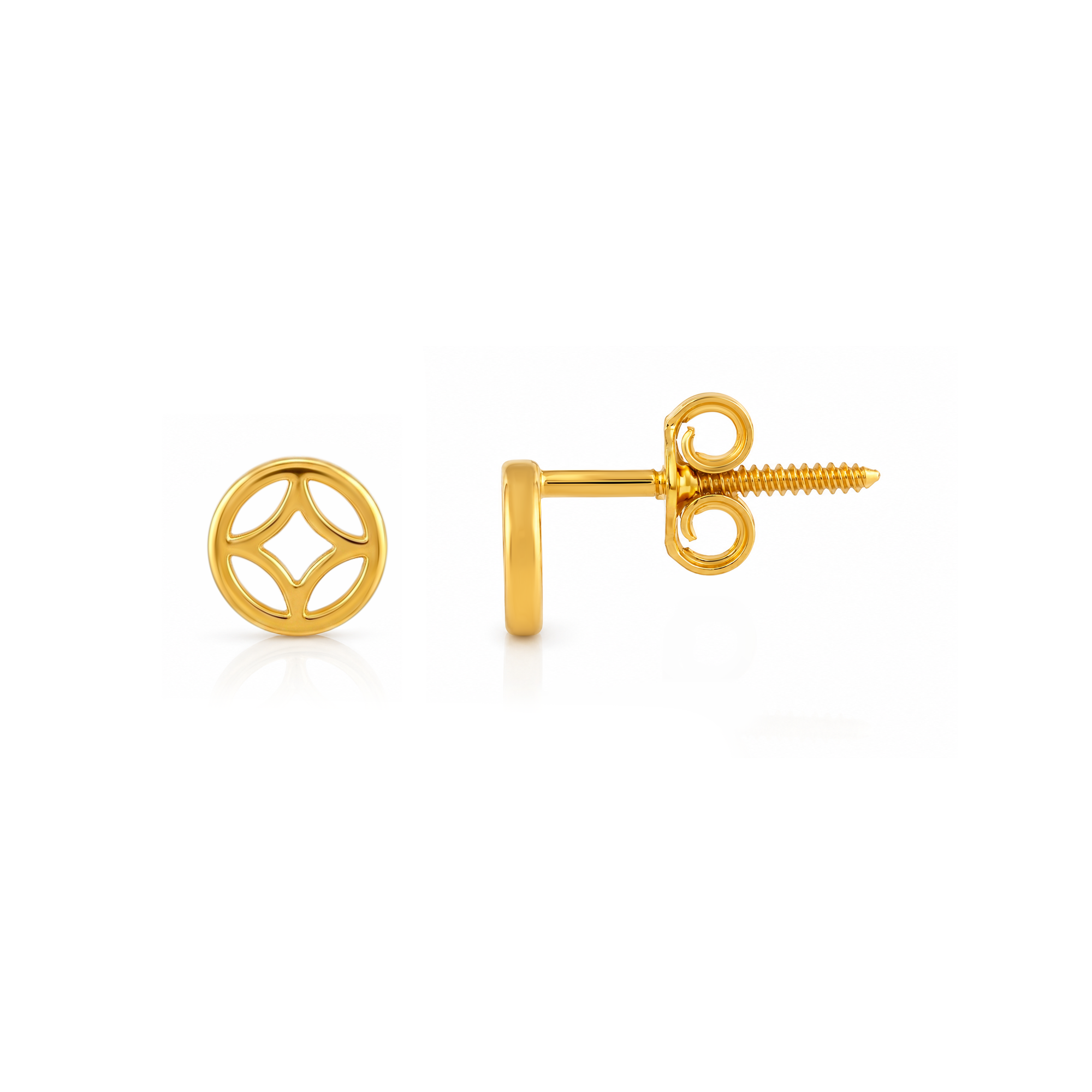 22K Gold Compass Star Stud Earrings