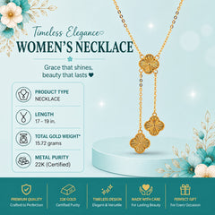 22k Gold Clover Drop Necklace