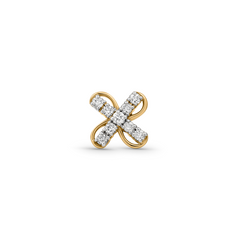 18K Gold Diamond Cross Petal Nose Pin