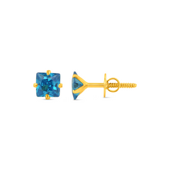 22K Gold Turquoise Stud Earrings