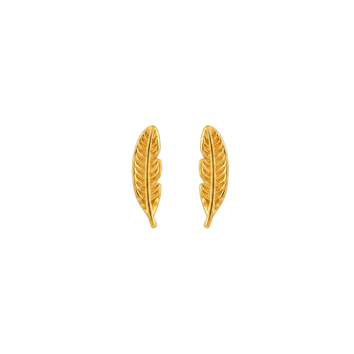 22K Gold Feather Stud Earrings