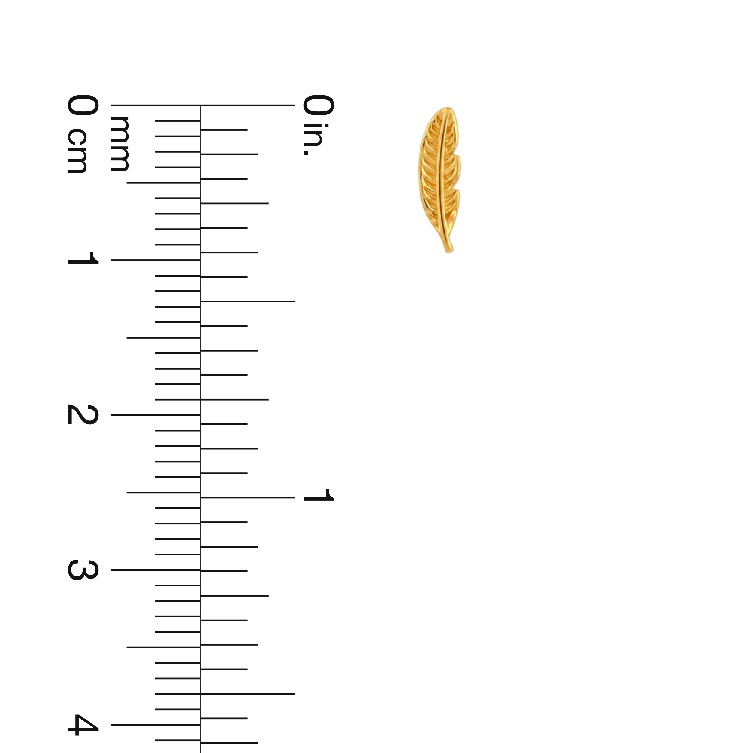 22K Gold Feather Stud Earrings