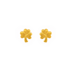 22K Gold Irish Shamrock Stud Earrings