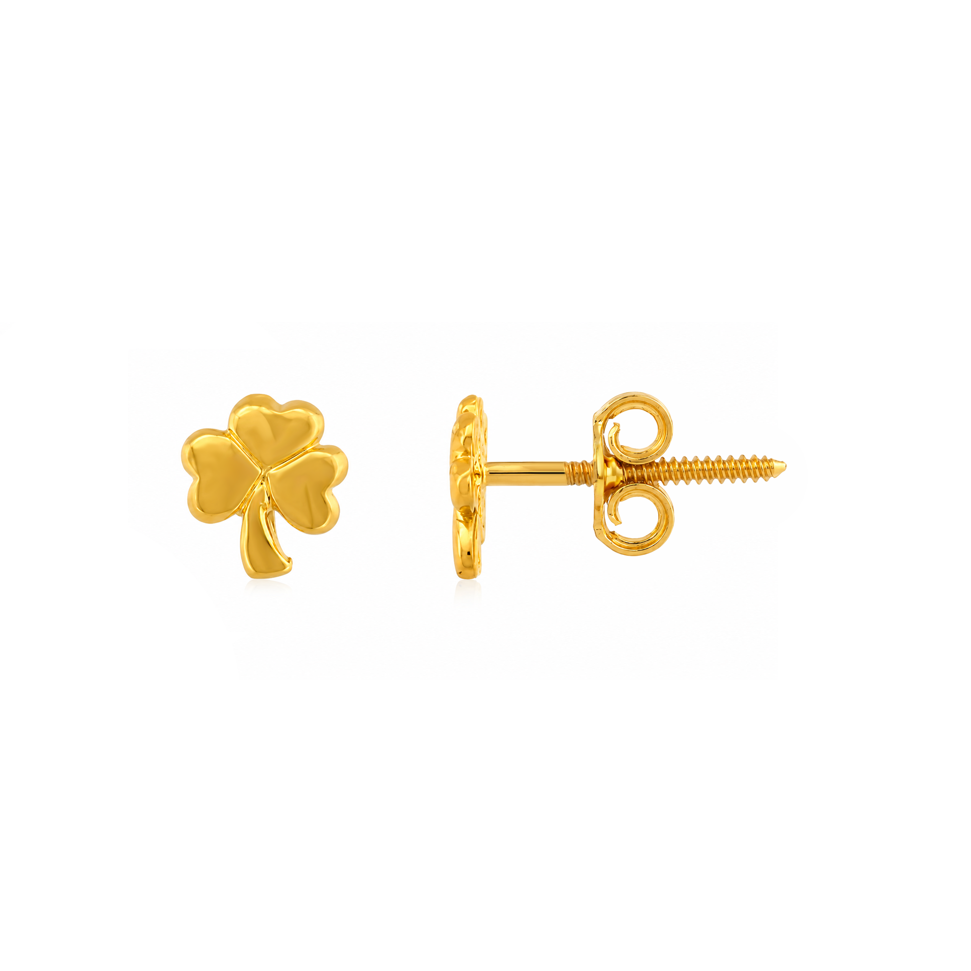 22K Gold Irish Shamrock Stud Earrings
