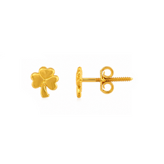 22K Gold Irish Shamrock Stud Earrings