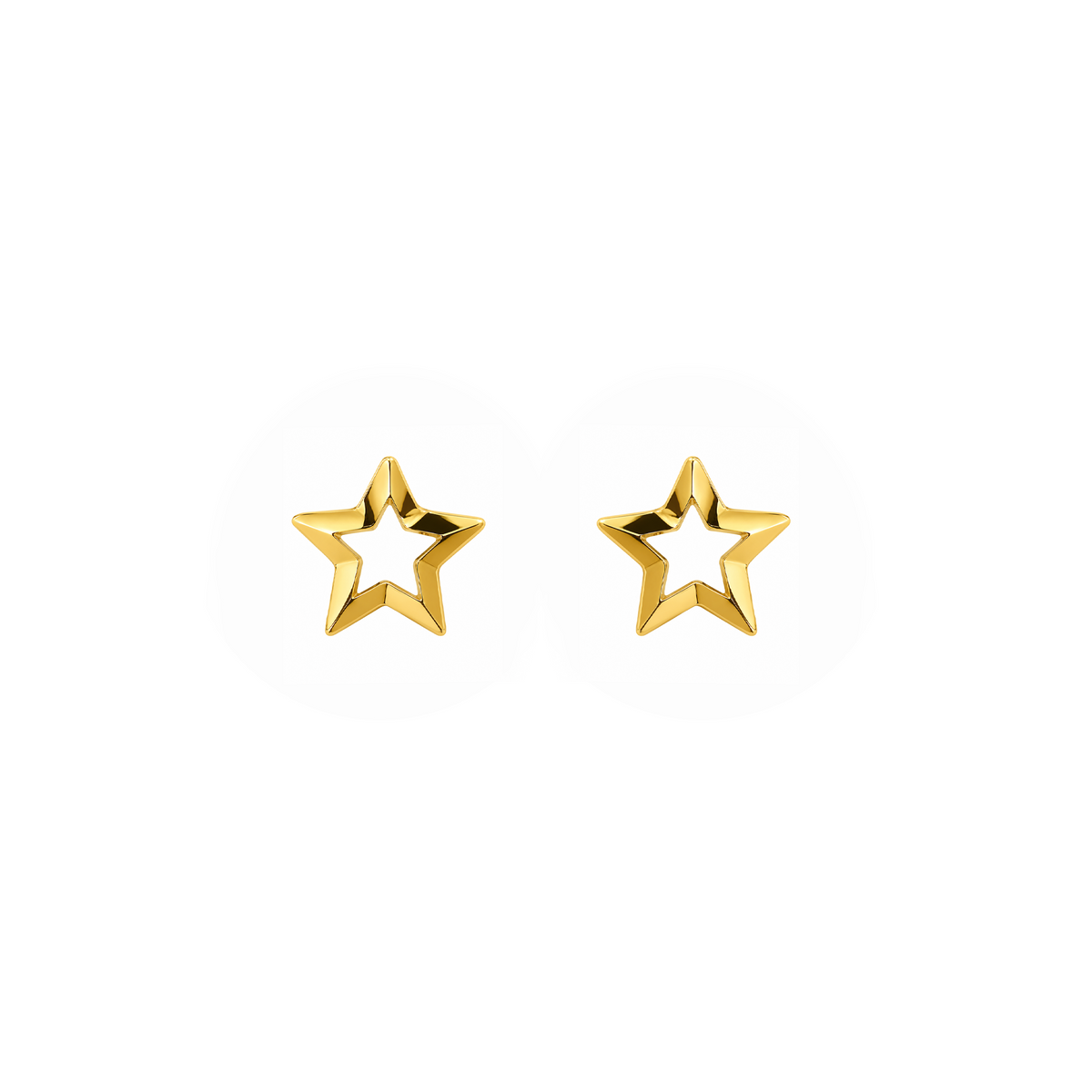 22K Gold Faceted Star Stud Earrings
