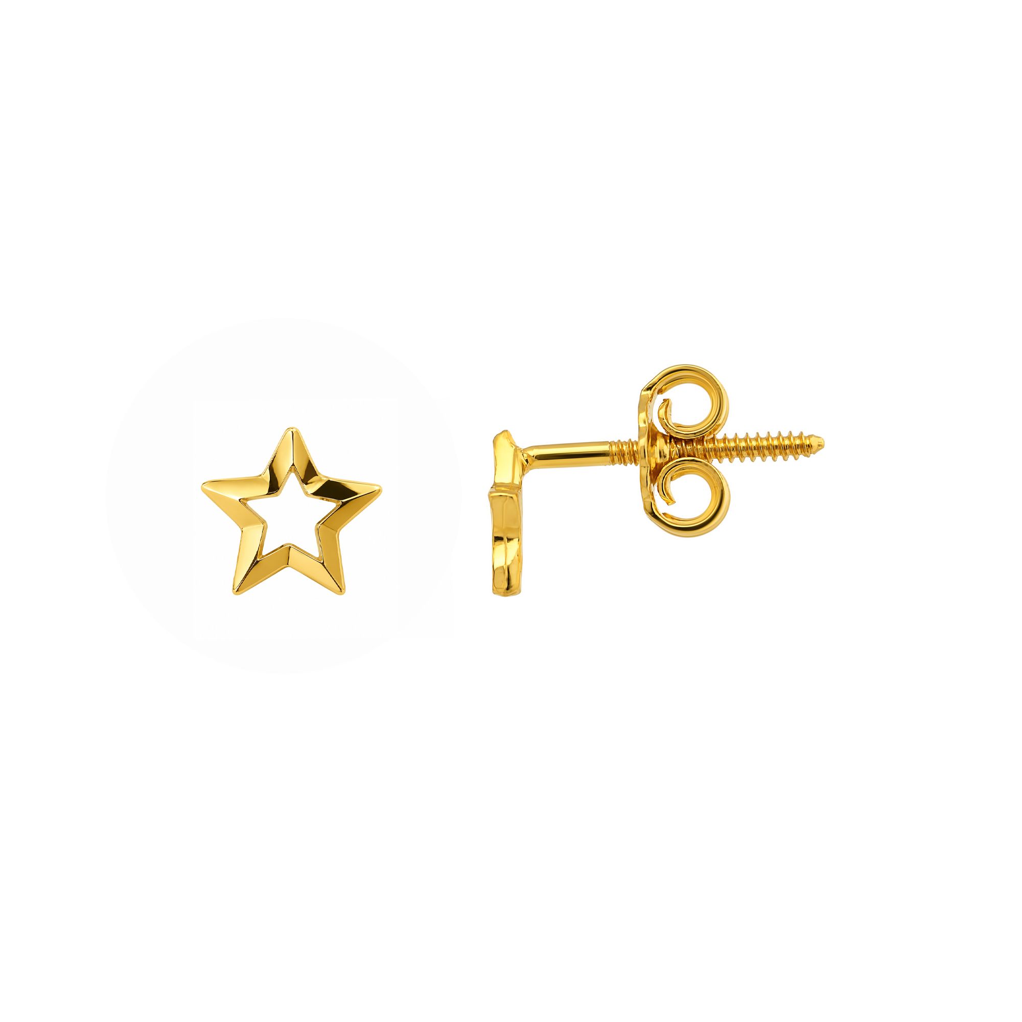 22K Gold Faceted Star Stud Earrings