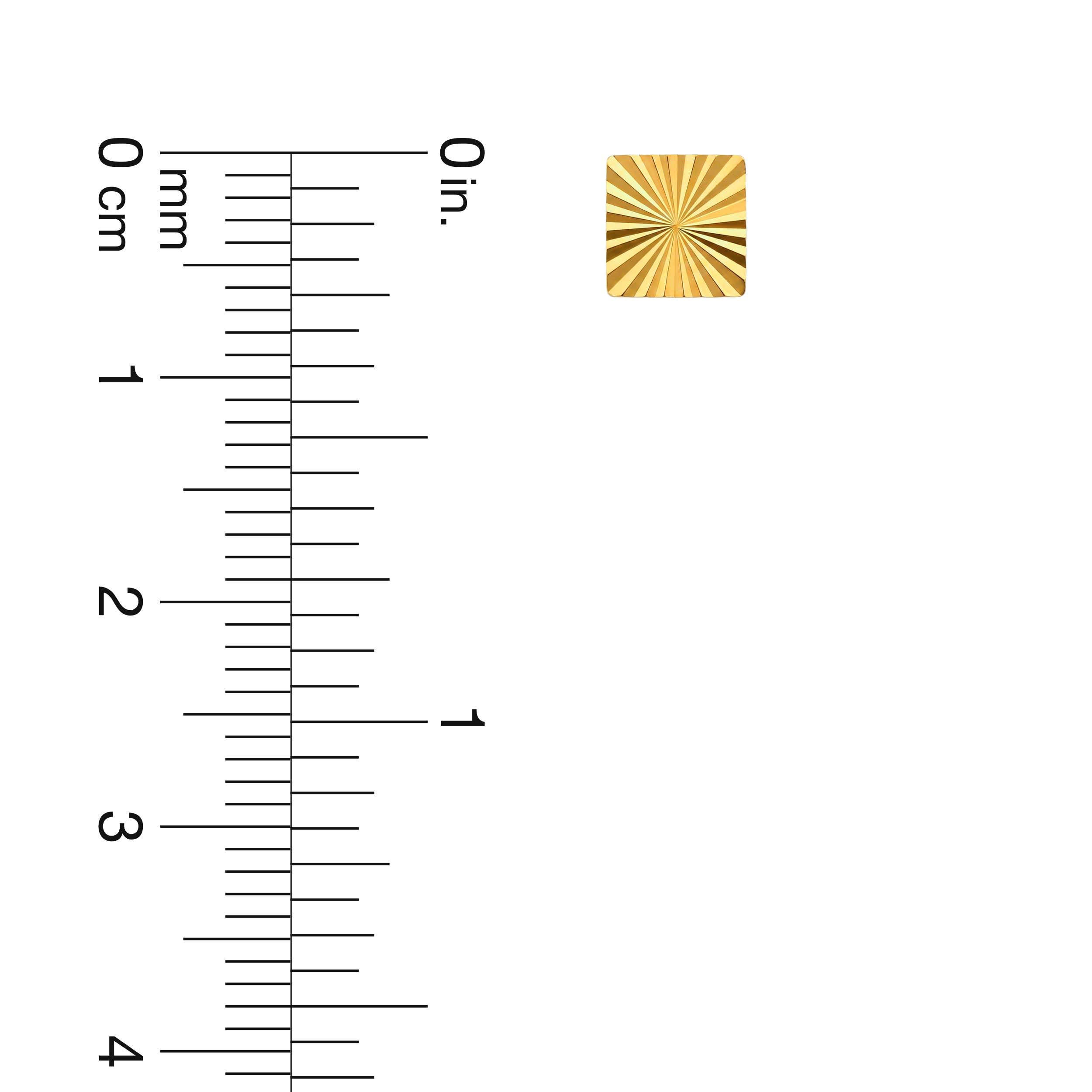 22K Gold Sunburst Square Stud Earrings