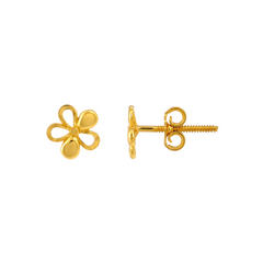 22K Gold Blooming Flower Stud Earrings