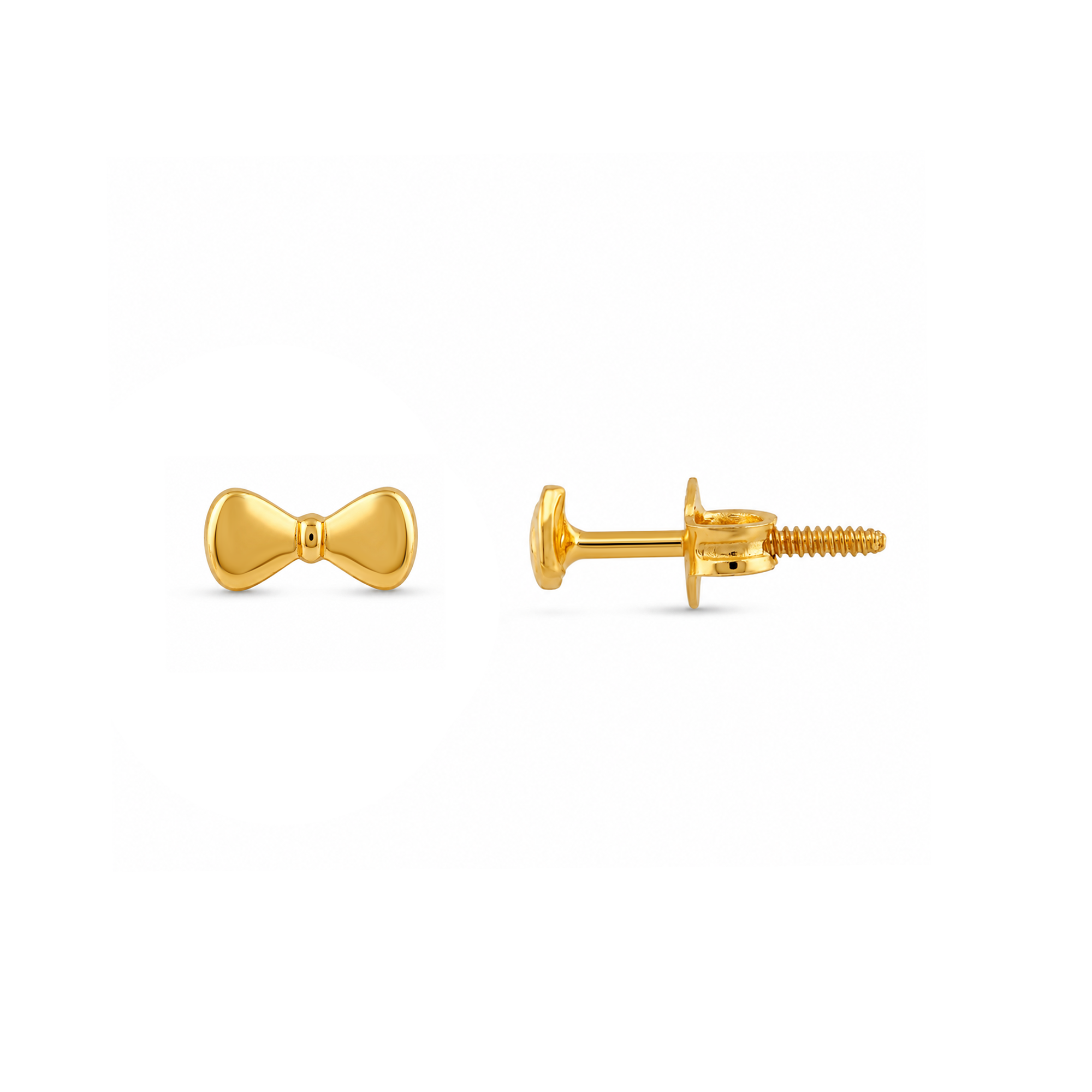 22K Gold Bow Stud Earrings
