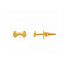 22K Gold Bow Stud Earrings