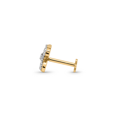 18K Gold Diamond Cross Petal Nose Pin